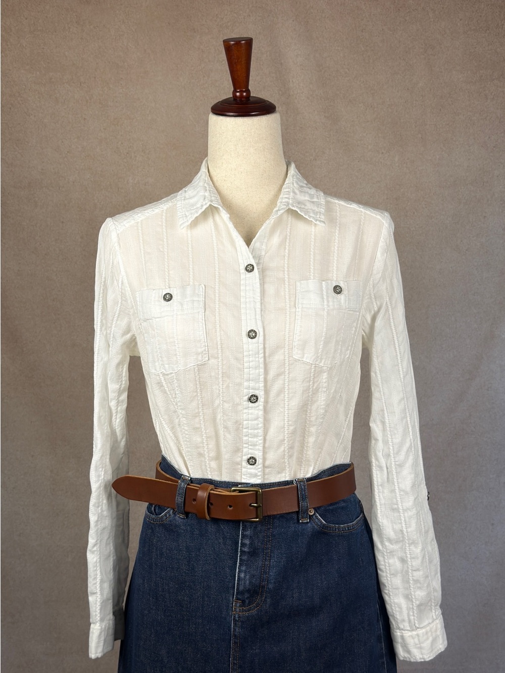 Quiksilver White Cotton Ribbed Button-Down